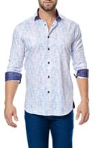 Men's Maceoo Class Trim Fit Print Sport Shirt (s) - White