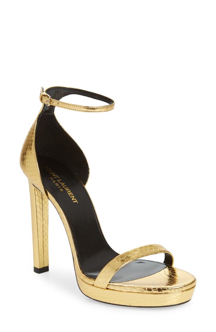 Women's Saint Laurent Hall Genuine Snakeskin Platform Sandal
