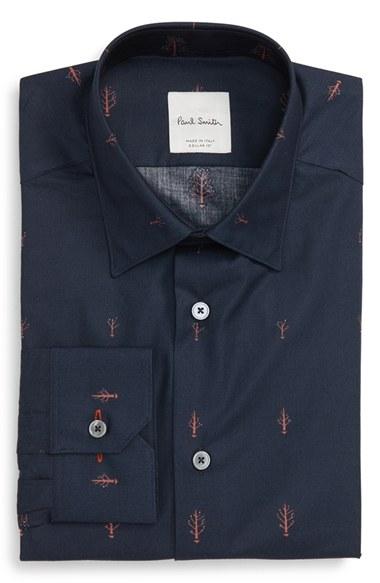 Men's Paul Smith London Trim Fit Tree Jacquard Dress Shirt