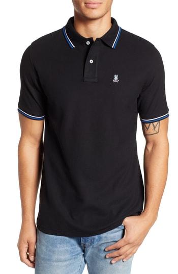 Men's Psycho Bunny Tipped Pique Polo (xs) - Black