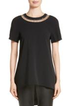 Women's St. John Collection Embellished High/low Top - Black