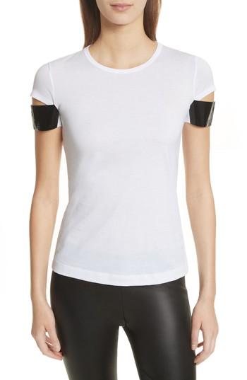 Women's Helmut Lang Shiny Cuff Cotton Tee - White