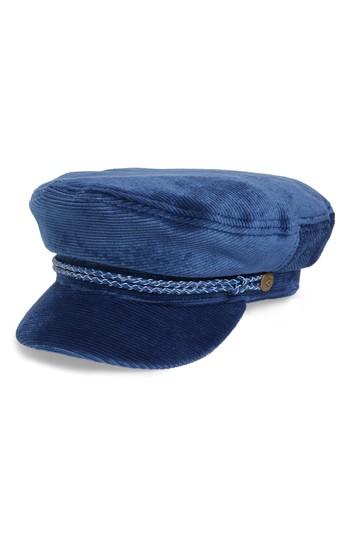 Women's Brixton Fiddler Corduroy Baker Boy Cap - Blue