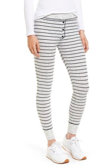 Women's Sundry Stripe Long John Leggings - Ivory