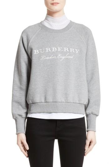 Women's Burberry Torto Embroidered Sweatshirt - Grey