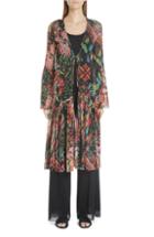 Women's Fuzzi Print Tulle Tie Front Cardigan - Black