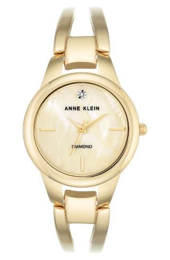 Women's Anne Klein Diamond Oval Bangle Watch, 32mm