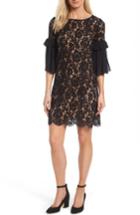 Women's Karen Kane Ruffle Sleeve Lace Shift Dress - Black