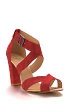 Women's Shoes Of Prey Crisscross Strap Block Heel Sandal .5-3us / 31.5eu B - Red