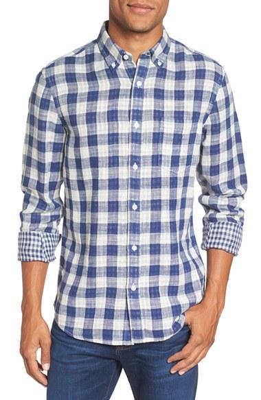 Men's Nordstrom Men's Shop Trim Fit Check Sport Shirt, Size - Blue