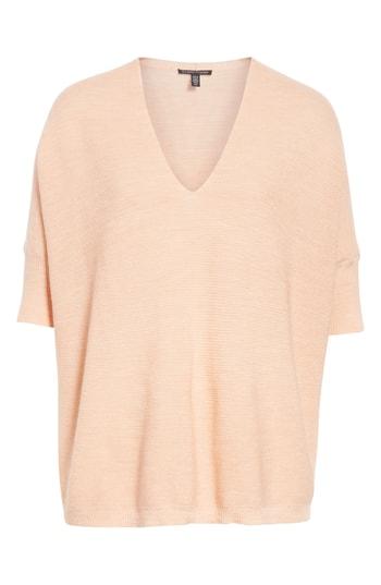 Women's Eileen Fisher Merino Wool Three Quarter Sleeve Sweater - Pink
