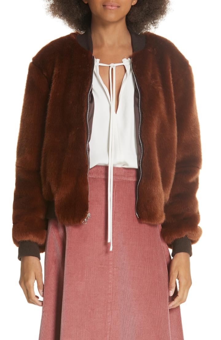 Women's Maje Plaid Bomber Wool Blend Jacket Us / 38 Fr - Red