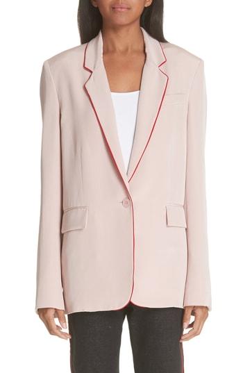 Women's Stella Mccartney Contrast Piping Silk Blazer Us / 38 It - Pink