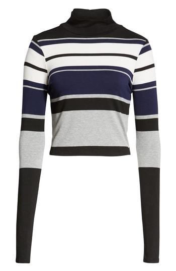 Women's Love, Fire Stripe Mock Neck Tee - Black