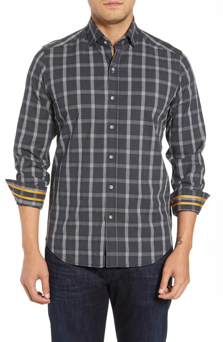 Men's Robert Graham Jenson Tailored Fit Sport Shirt, Size - Black