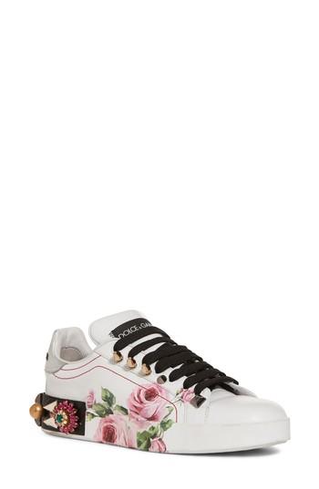 Women's Dolce & Gabbana Floral Embellished Sneaker Us / 35eu - White