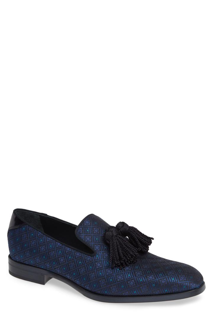 Men's Jimmy Choo 'foxley' Ombre Glitter Tassel Loafer Us / 43eu - Blue