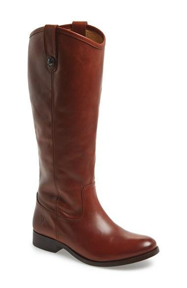Women's Frye 'melissa Button' Leather Riding Boot .5 Regular Calf M - Brown