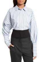 Women's Tibi Garcon Stripe Easy Shirt - Blue