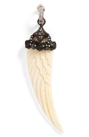 Women's Armenta New World Diamond & Bone Feather Pendant