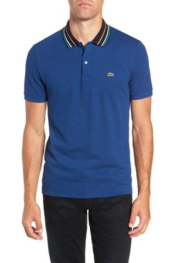 Men's Lacoste Slim Fit Fancy Pique Polo (s) - Blue