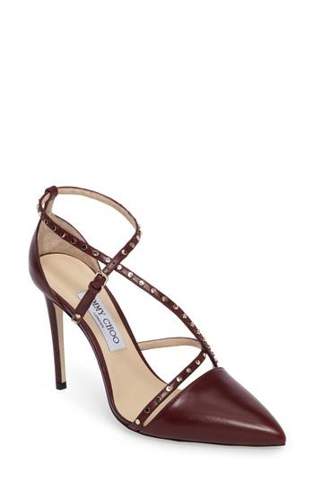 Women's Jimmy Choo Tiff Pointy Toe Pump Us / 37eu - Burgundy