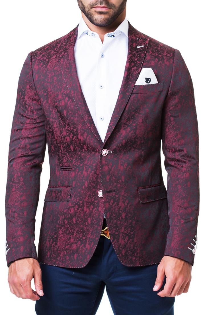 Men's Maceoo Print Blazer - Red