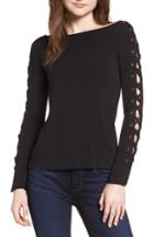 Women's Bailey 44 Date Night Lace-up Sleeve Knit Top - Black