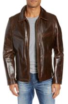 Men's Schott Nyc Waxy Cowhide Leather Moto Jacket - Brown