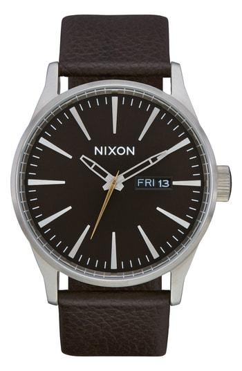 Men's Nixon The Porter Leather Strap Watch, 40mm
