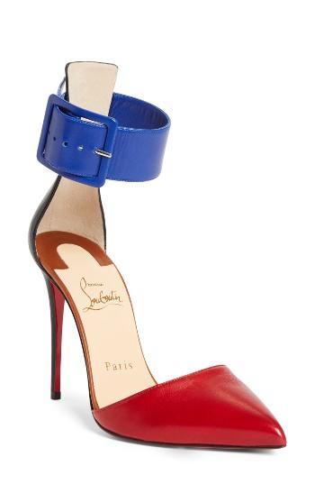 Women's Christian Louboutin Harler Ankle Strap Pump Us / 37eu - Red