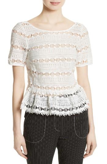 Women's Tracy Reese Flounce Hem Lace Tee - White