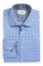 Men's Ted Baker London Midra Trim Fit Paisley Dress Shirt - 34/35 - Blue