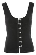 Women's Topshop Unique Hook Front Pointelle Rib Tank - Black