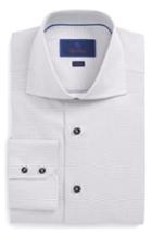 Men's David Donahue Trim Fit Patterned Dress Shirt 32/33 - Grey