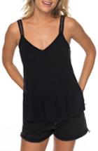 Women's Roxy Vanilla Skies Peplum Tank - Black
