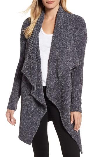 Women's Caslon Long Sleeve Chenille Cardigan, Size - Grey