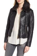 Women's Ted Baker London Leather Jacket With Detachable Genuine Shearling - Black