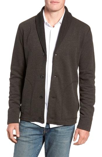 Men's Billy Reid Regular Fit Mouline Cardigan, Size - Black