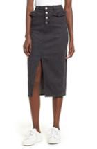 Women's The Fifth Label Subject Ruffle Waist Denim Midi Skirt, Size - Black