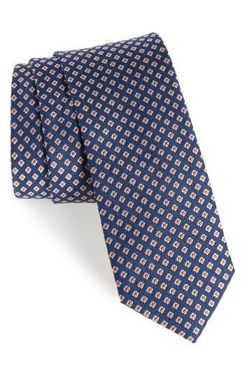 Men's Nordstrom Men's Shop Danbury Geometric Silk Tie, Size - Orange
