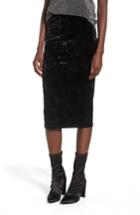 Women's Leigh High Waist Velour Pencil Skirt - Black
