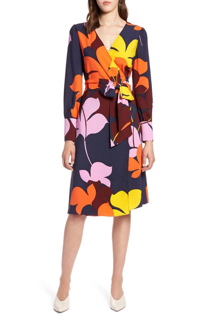 Petite Women's Halogen Wrap Dress, Size P - Blue