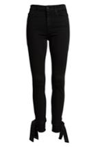 Women's Mother The Looker High Waist Bow Ankle Skinny Jeans - Black