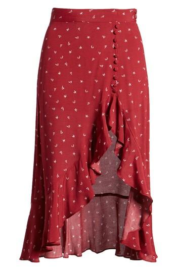 Women's For Love & Lemons La Lana Midi Skirt - Burgundy
