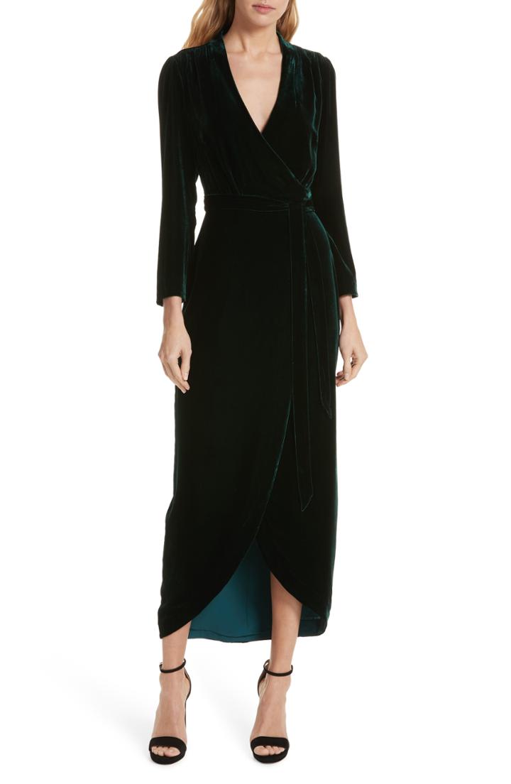 Women's L'agence Reliah Velvet Wrap Dress - Green