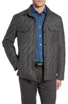Men's Luciano Barbera Classic Fit Quilted Wool Blend Shirt Jacket Eu - Grey