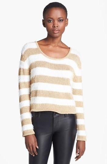 Minkpink 'gee Whizz' Stripe Knit Sweater Black/ Silver