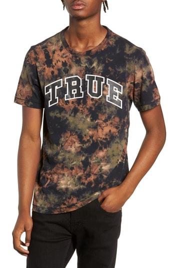 Men's True Religion Brand Jeans Crumple Dyed Logo T-shirt - Green