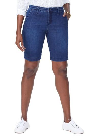 Petite Women's Nydj Marilyn Stretch Denim Bermuda Shorts P - Blue